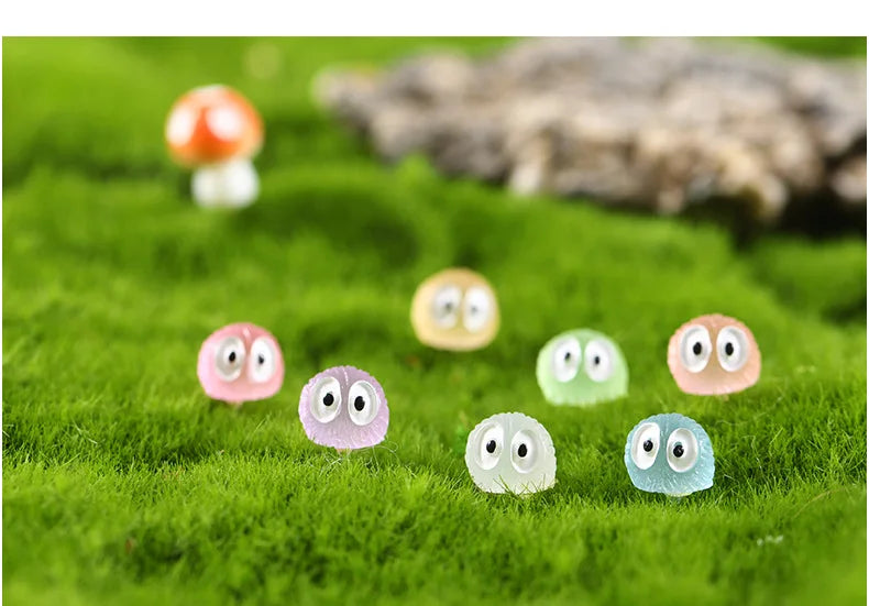 20Pcs Luminous Briquettes Elfs Black Ball Sprite Duck Figurine Home Decor Glowing Miniature Fairy Garden Decoration Accessories