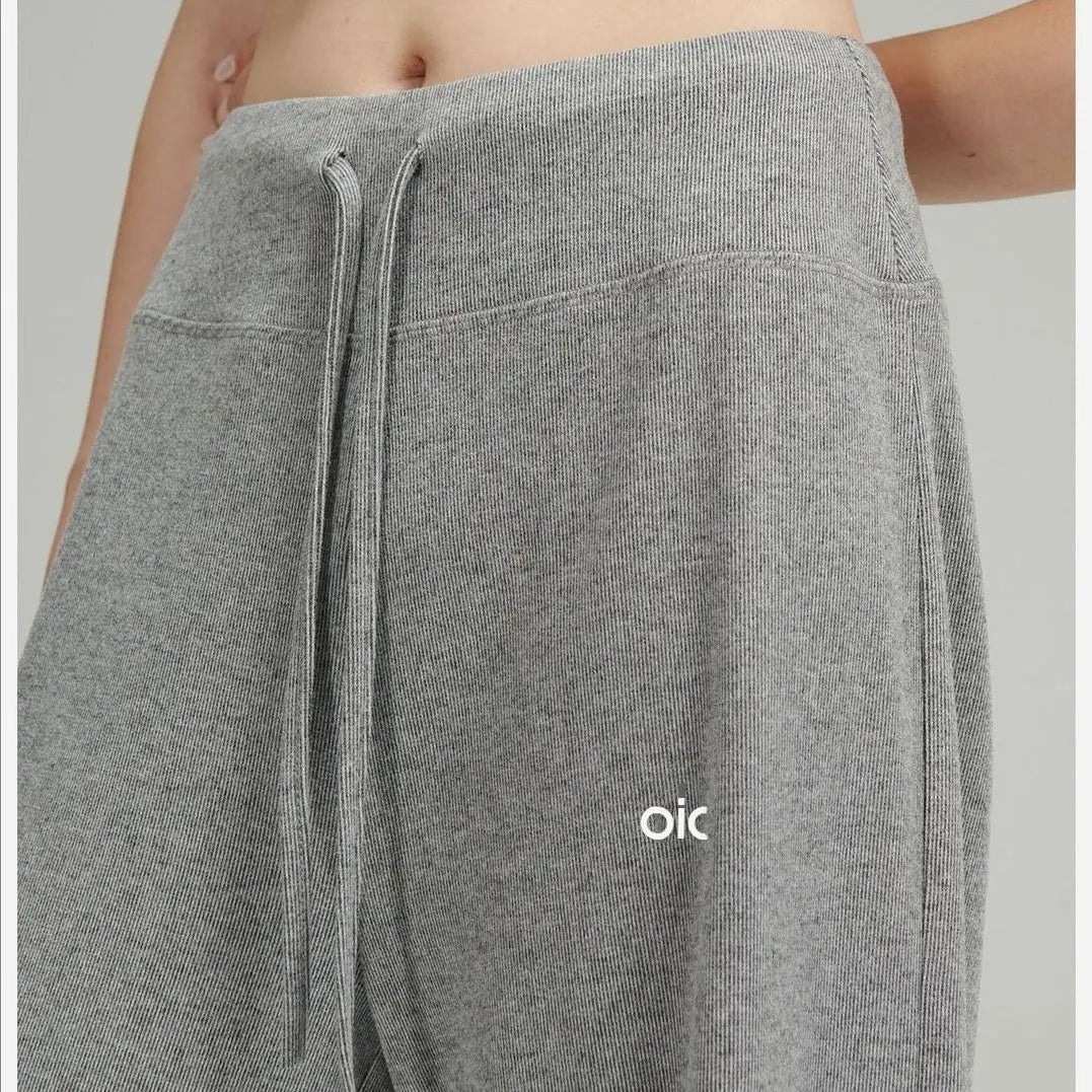 Fashionable Gray Sports Pants New High-waist Loose Casual Sweatpants Spring and Autumn Trendy Work Clothes Wide-leg Pants