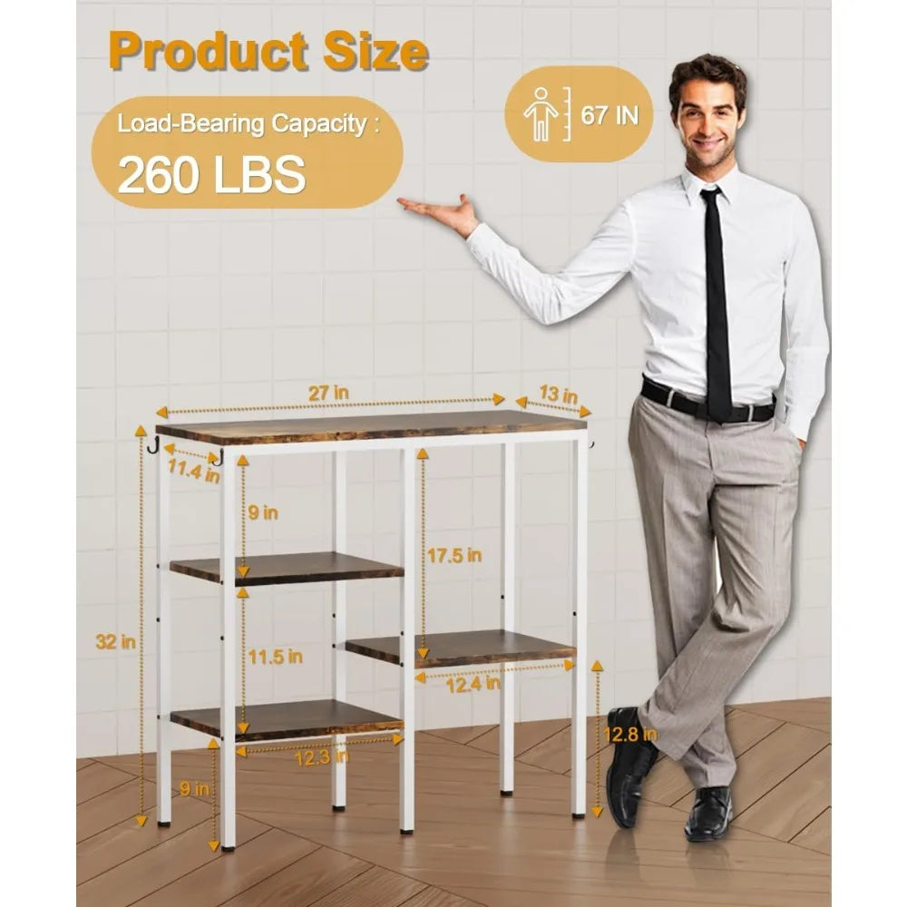 Artibear 4-Tier Kitchen Microwave Oven Stand, Adjustable Coffee Bar Station for Small Appliance, Baker's Rack with 4 Hooks & 5 S