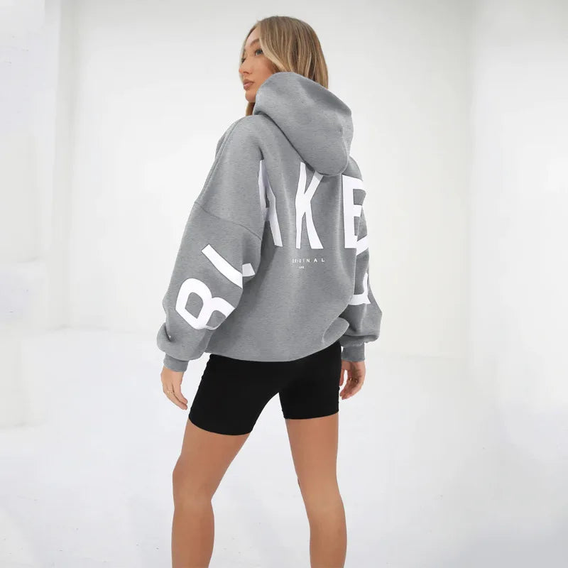 2025 New Women's Hoodie Autumn Winter Fashion Printed Thickened Versatile Long Sleeve Loose Women's Top