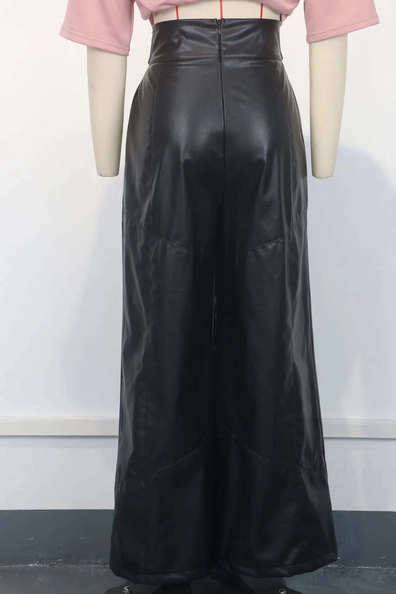 CM.YAYA Women Fashion Faux Leather High Waist Wide Leg Loose Pants Sashes Zipper 2025 Spring Party Casual Street PU Trousers