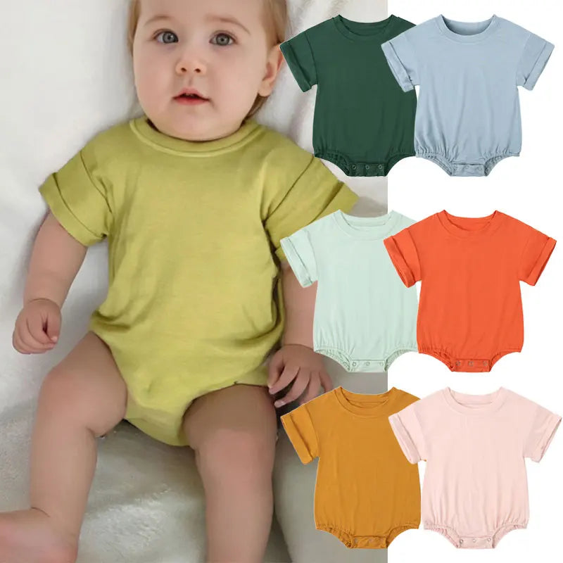 Summer Bamboo Fiber Baby Romper Solid Breathable Onesies 2025 Short Sleeve O-neck For Newborn Bodysuit Infant Jumpsuit Clothes