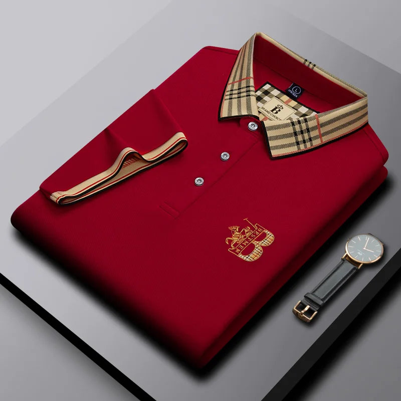 Summer men's fashion casual short sleeved polo shirt high-end boutique embroidered top comfortable and breathable lapel T-shirt