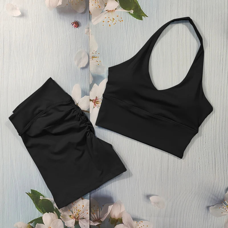 Scrunch Sports Suit Women's Yoga Set Gym Wear Sexy Sports Bras and Flared Leggings Sets Fitness Outfits Female Workout Clothes
