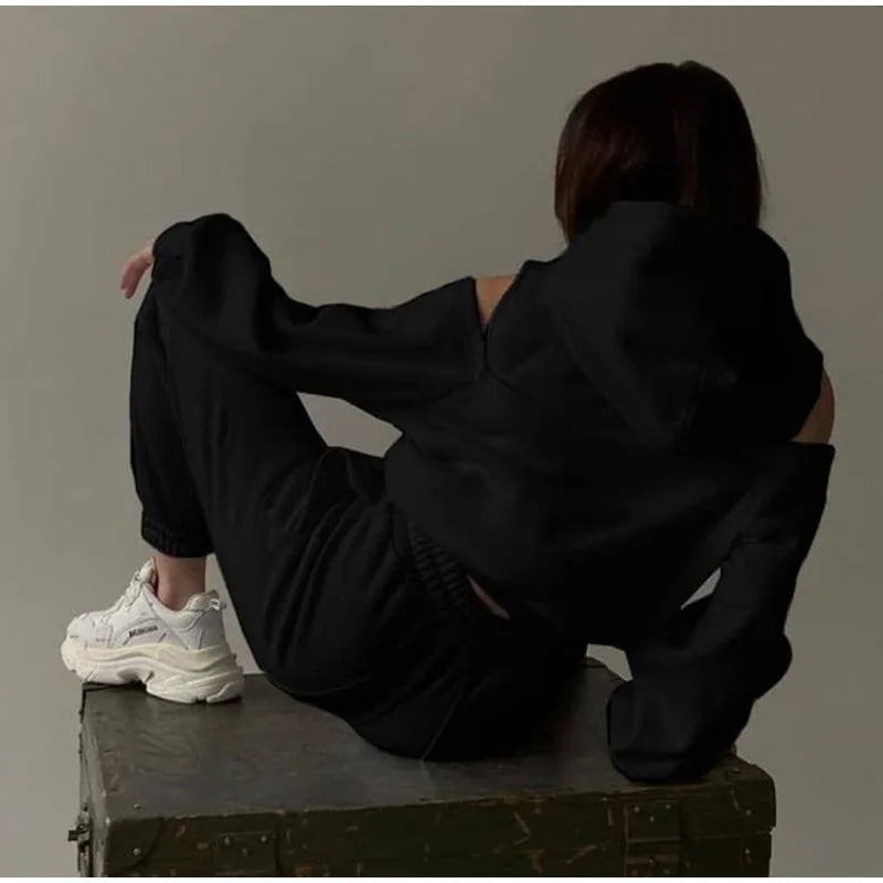 2024 Autumn Winter Two Piece Sets Women Tracksuit Oversized Suit Trouser Suits Female Sweatshirt Solid Sports Hoodie Sportswear