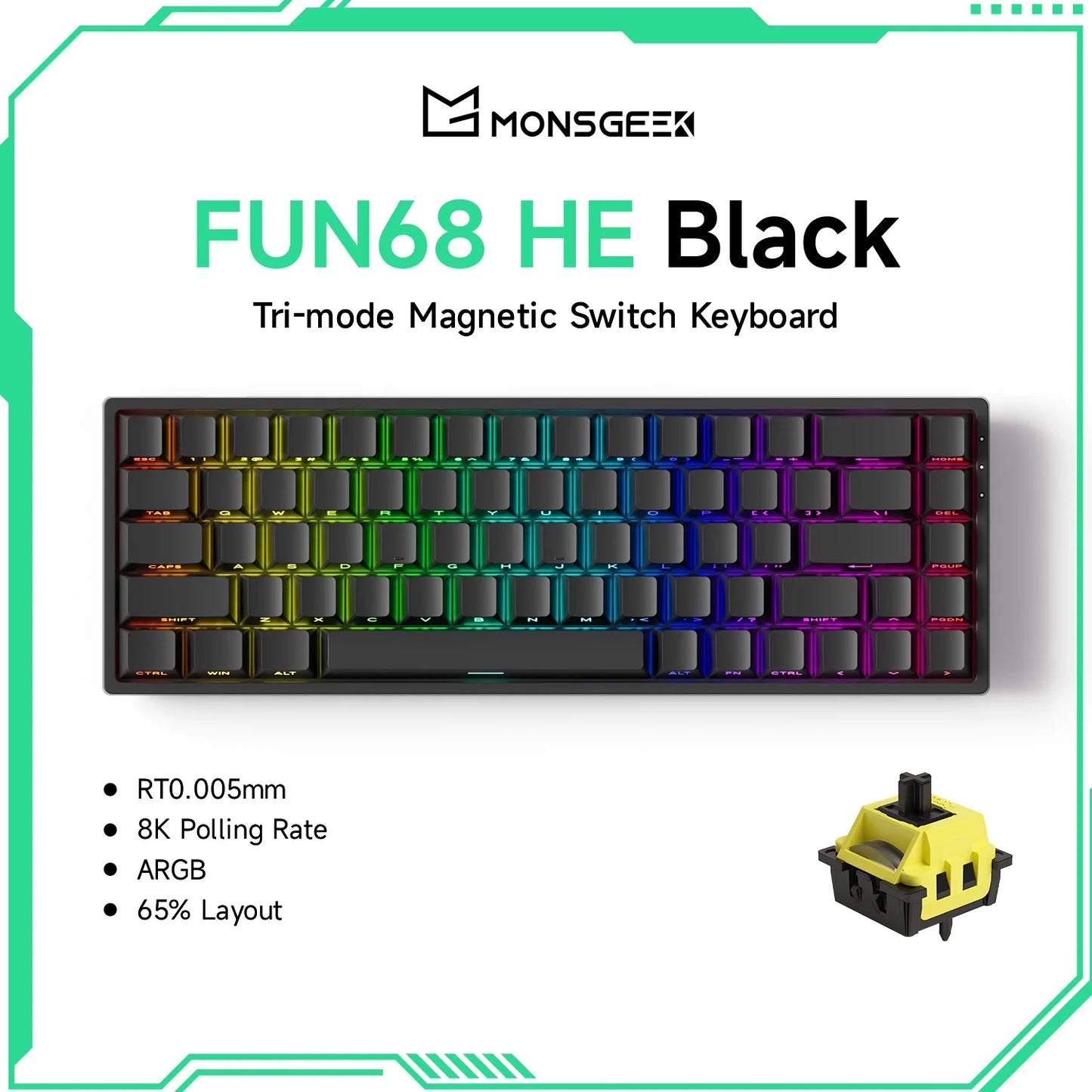 Akko MonsGeek FUN68 FUN60 PRO&MAX  HE Magnetic Keyboard 60% 65% Gaming Keyboards Rapid Trigger 8K Custom Keyboard Gamer Esports
