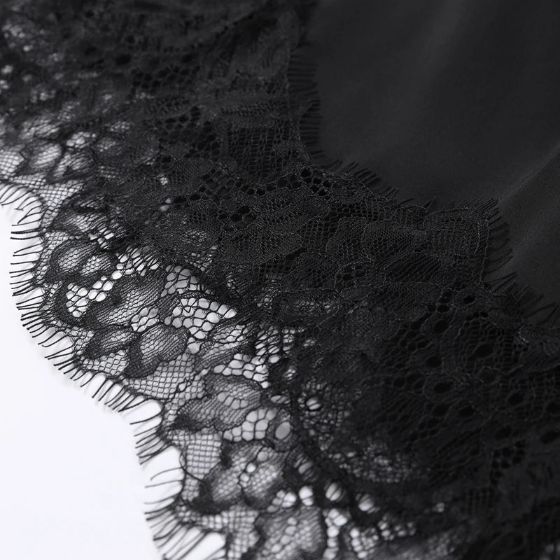 Sexy Lace Sling Tops Women Loose V Neck Sleeveless Backless See Through Top Female 2025 Summer Fashion Chic Solid Streetwears