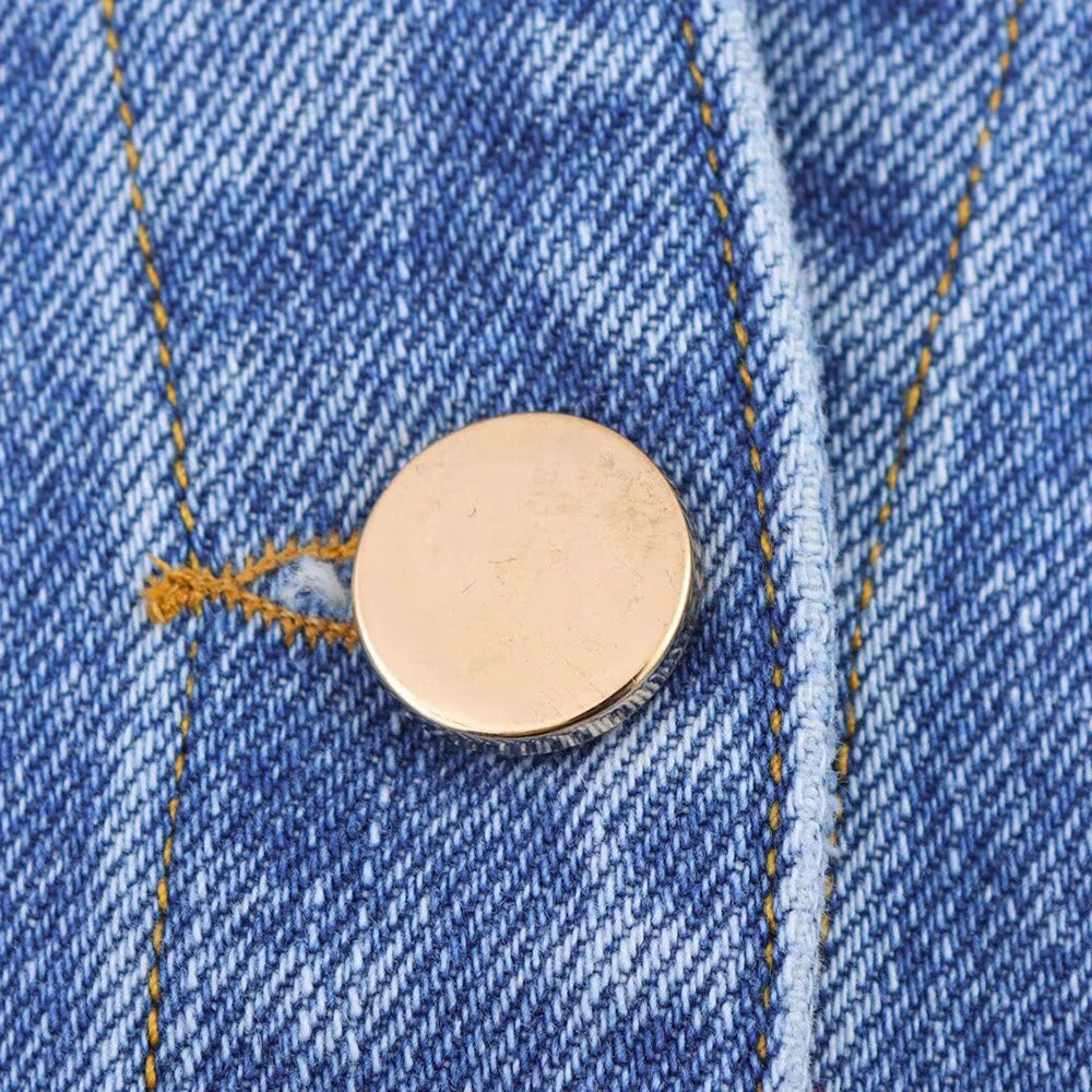 TRAF Women's Short Lapel Denim Shirt + Irregular Fashion Short Skirt Pants Vintage Casual Denim Suit Commuter High Street Suit