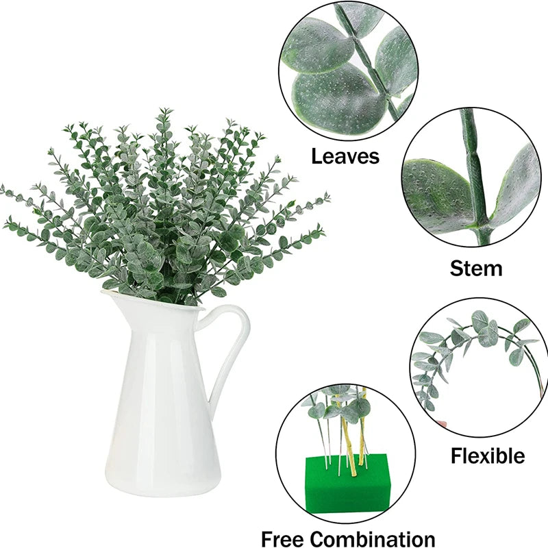 10/20/50pcs Artificial Eucalyptus Leaves Wholesale Fake Plants Vase Home table Party Wedding Decoration Outdoor Garden Christmas