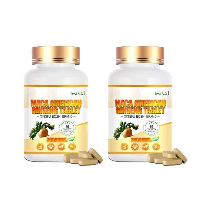 Organic Maca Ginseng Tablets - Non-GMO Supports Reproductive Health Natural Energizer