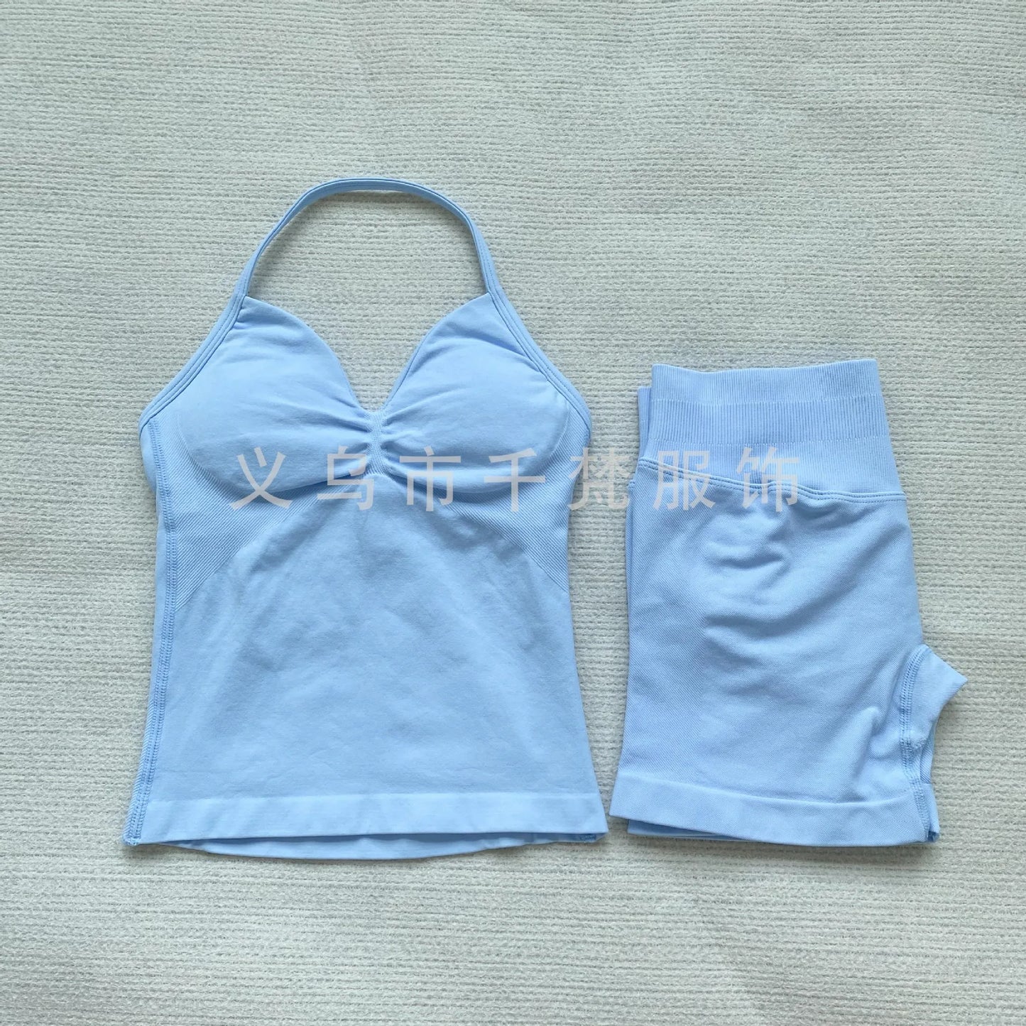 2 sets of sportswear, peach-bottomed shorts set, drawstring top, seamless impact tight shorts, yoga outfit, fitness set