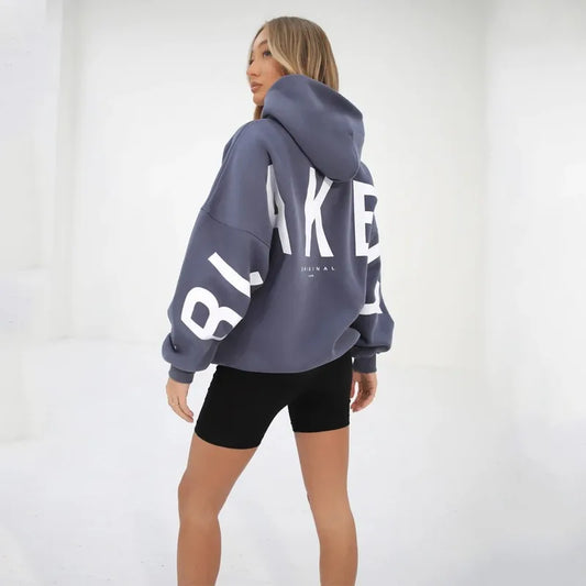 2025 New Women's Hoodie Autumn Winter Fashion Printed Thickened Versatile Long Sleeve Loose Women's Top