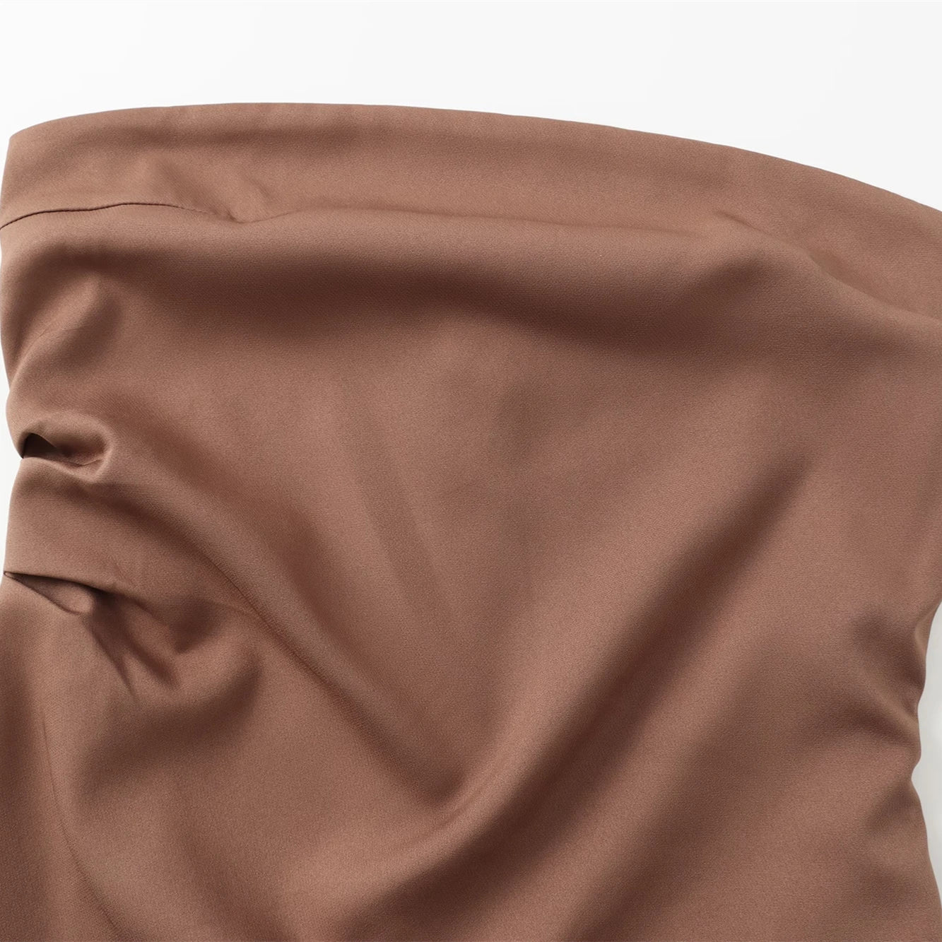 TRAF Women Fashion Summer New Sexy Split Back Zip Pleated Sleeveless Strapless Dress Chic Female French Elegant Evening