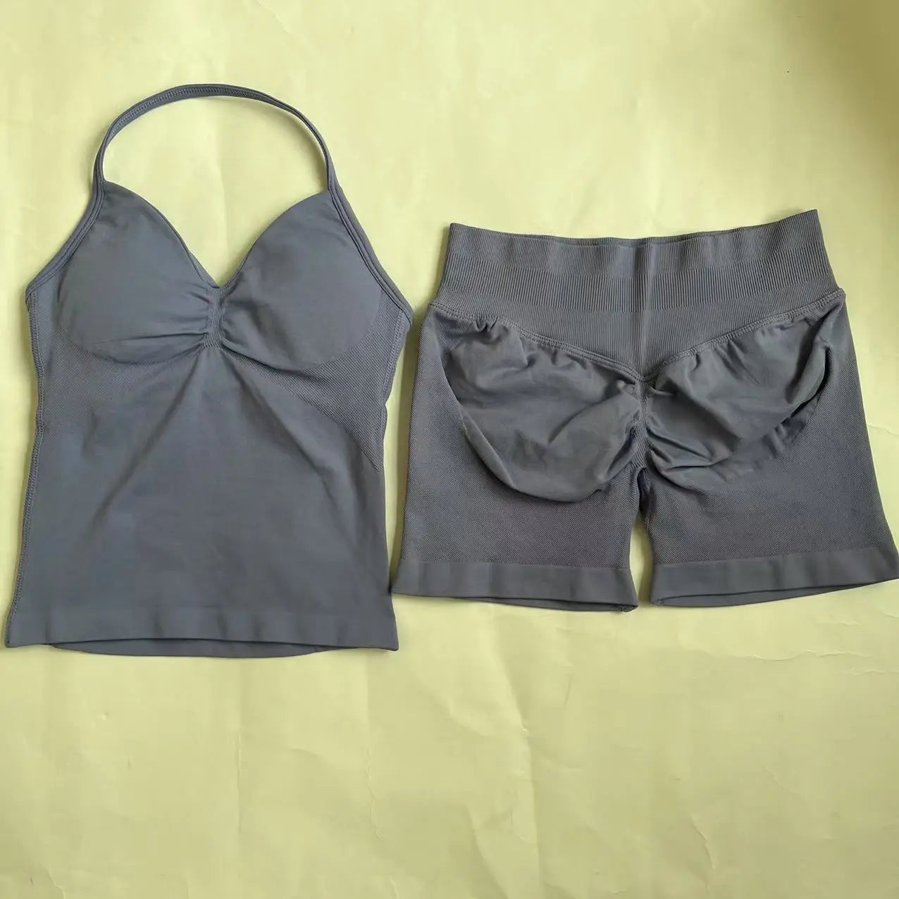 2 sets of sportswear, peach-bottomed shorts set, drawstring top, seamless impact tight shorts, yoga outfit, fitness set