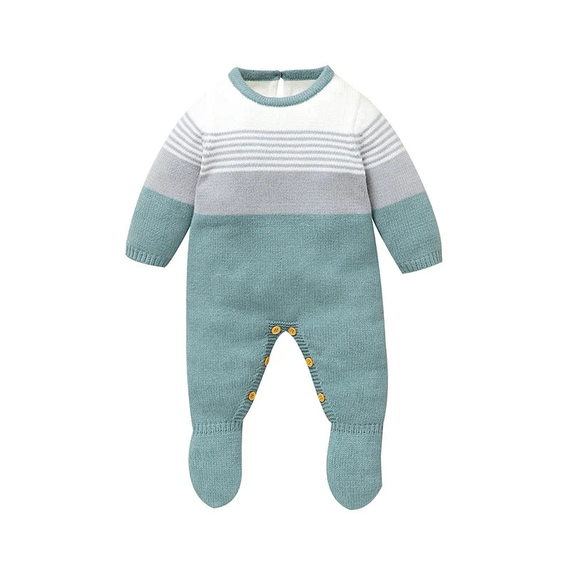 Baby Romper Knitted Newborn Kid Clothes Fashion Foot Wrap Warm 0-9M Overalls Infant Girl Boy Toddler Jumpsuit Long Sleeve Autumn