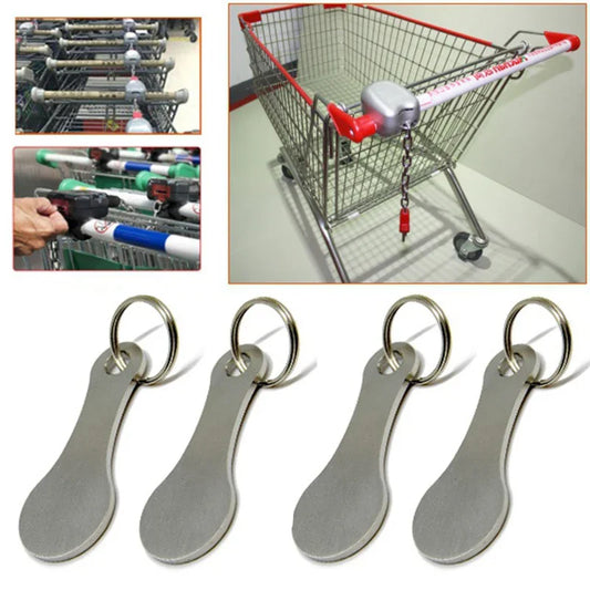 1/2pcs Metal Shopping Cart Tokens Trolley Token Key Ring Decorative Keychain Multipurpose Shopping Portable For Home Outdoor