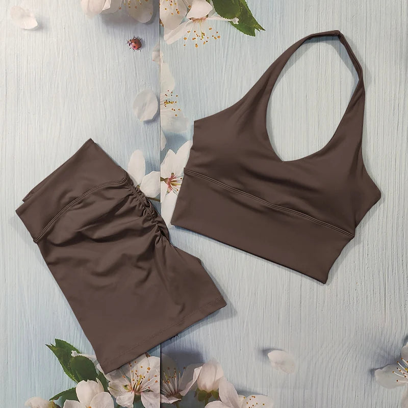 Scrunch Sports Suit Women's Yoga Set Gym Wear Sexy Sports Bras and Flared Leggings Sets Fitness Outfits Female Workout Clothes