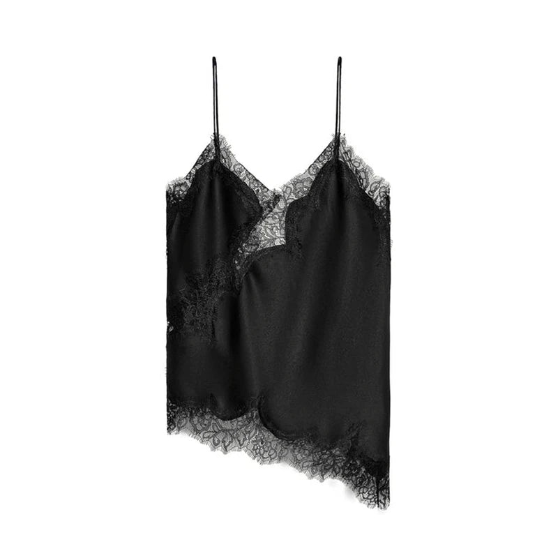 Sexy Sling Satin Dress Women V Neck Backless Patchwork Lace Vestidos Female 2025 Summer Chic Fashion Evening Party Dresses