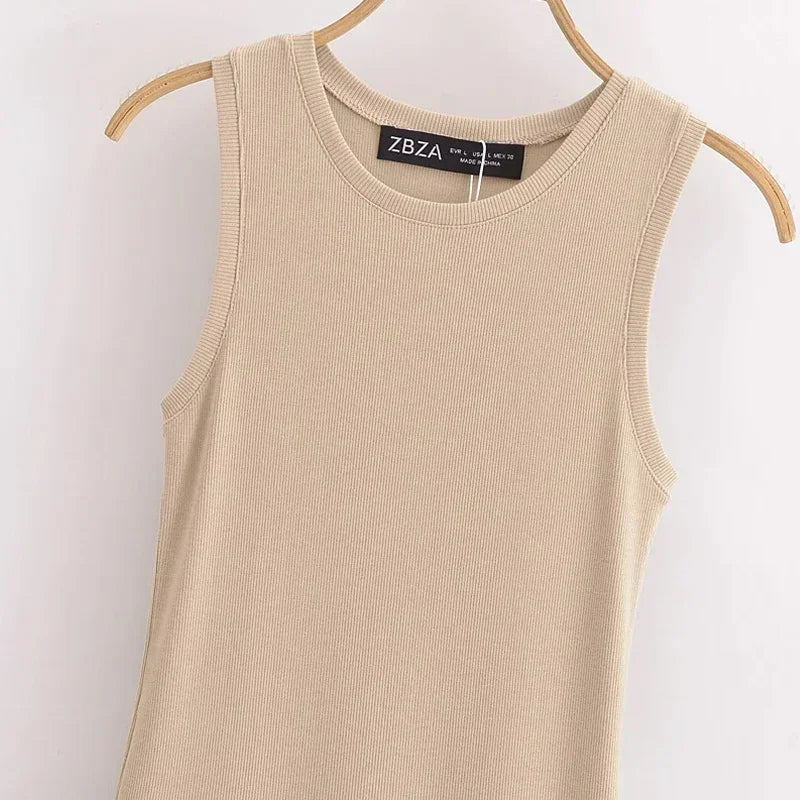 Khaki Elegant Long Dresses 2025 Women's Spring Sleeveless Black Dresses Fashion Casual Party  Dress Vestidos For Female