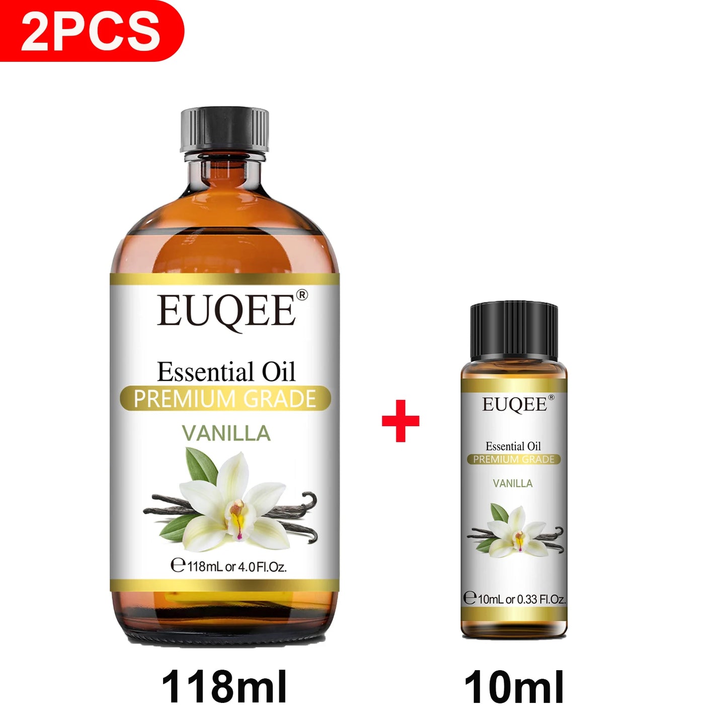 EUQEE 2PCS Natural Plant Essential Oil For Aromatherapy,Buy 118ml, Get 10ml For Free, Lavender Eucalyptus Vanilla Essential Oils