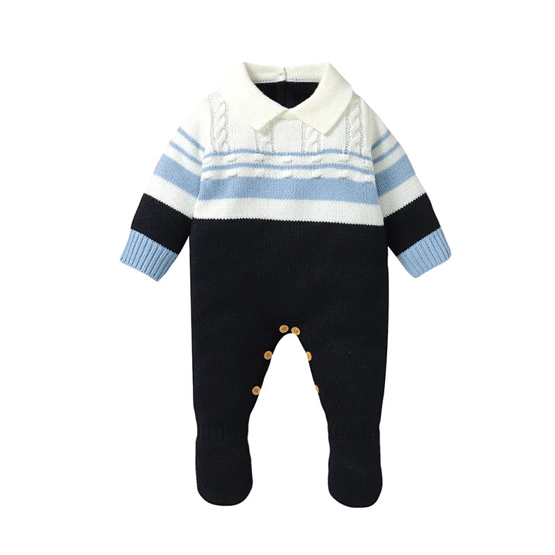 Baby Romper Knitted Newborn Kid Clothes Fashion Foot Wrap Warm 0-9M Overalls Infant Girl Boy Toddler Jumpsuit Long Sleeve Autumn