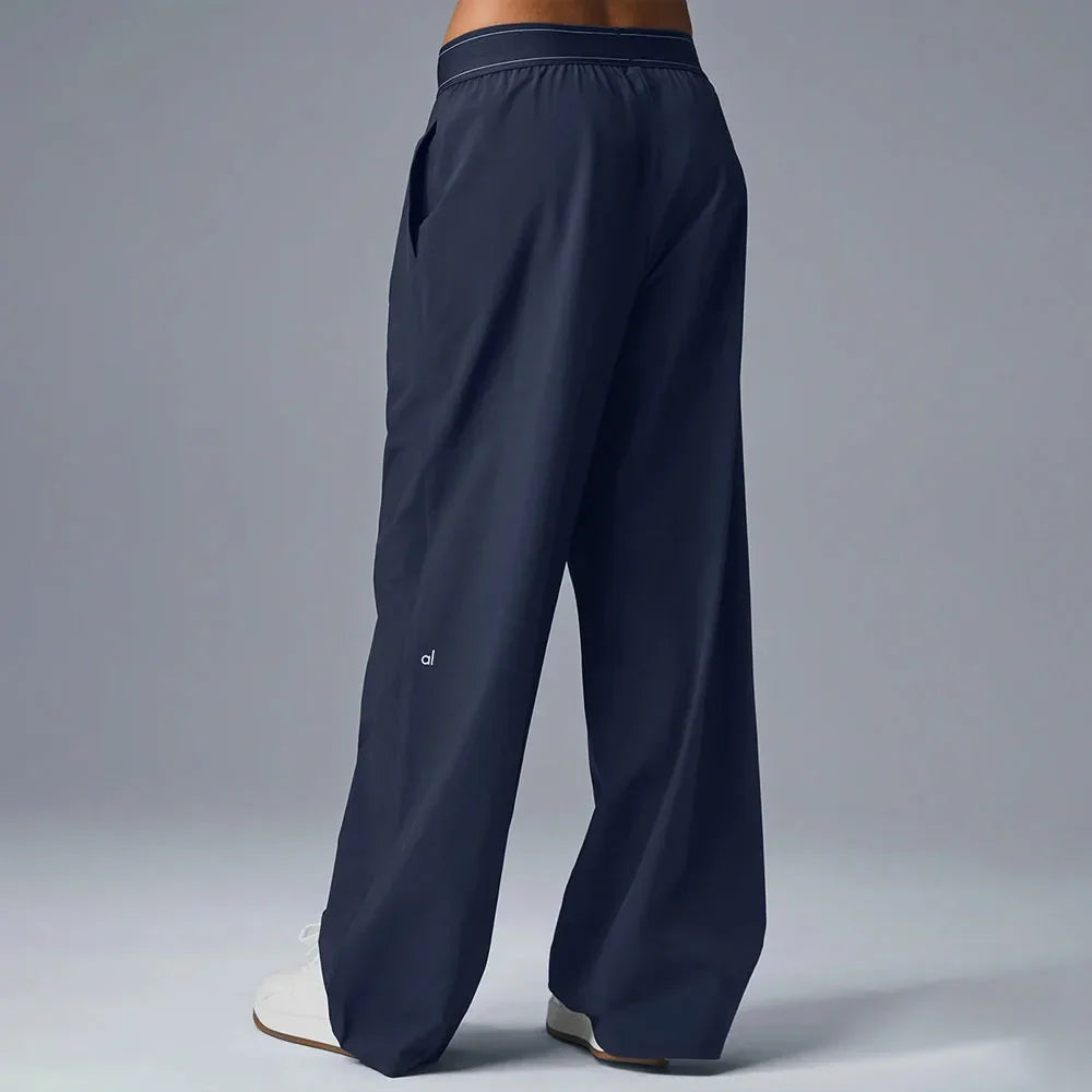 AL Fashion Wide Leg Trousers Women Summer Sports Casual LOOSE Sweatpants Women Elastic High Waist Loose Straight Yoga Pants