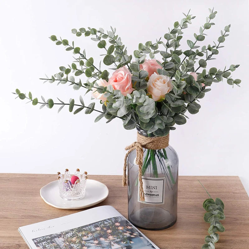 10/20/50pcs Artificial Eucalyptus Leaves Wholesale Fake Plants Vase Home table Party Wedding Decoration Outdoor Garden Christmas