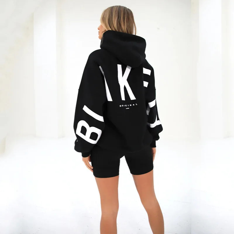 2025 New Women's Hoodie Autumn Winter Fashion Printed Thickened Versatile Long Sleeve Loose Women's Top
