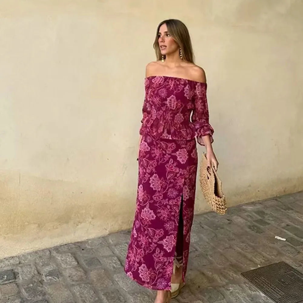 Autumn new fashionable women's clothing casual and elegant design retro European and American printing set