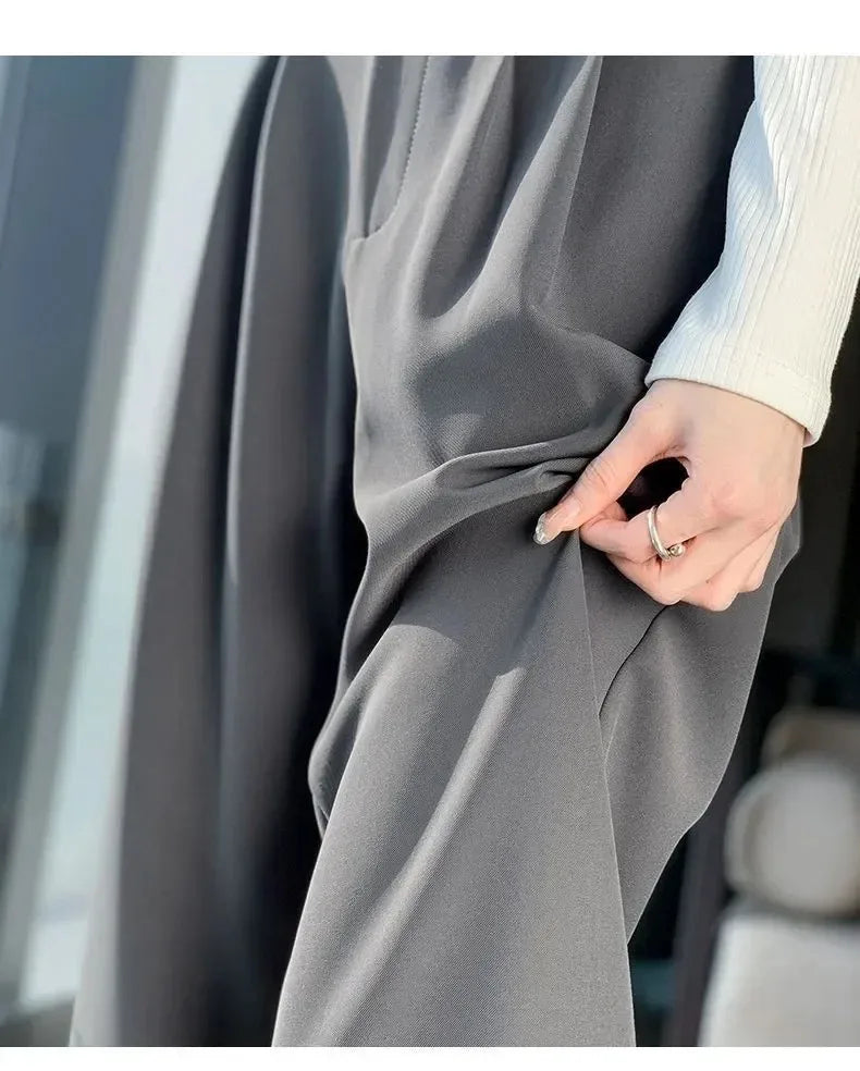 Elegant Wide Leg Pants Women Korean Style High Waist Black Baggy Pants Office Ladies Fashion Loose Suit Trousers Streetwear