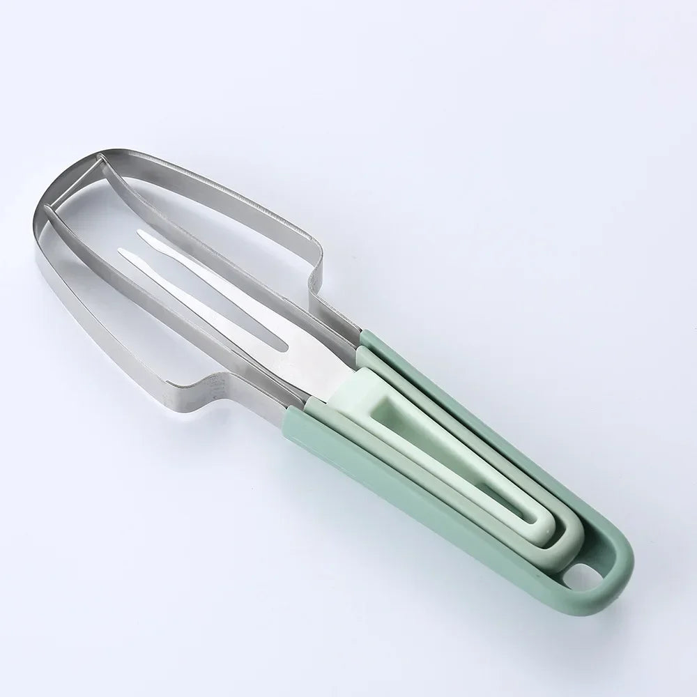 Watermelon Cutting Tool,Stainless Steel Fruit Watermelon Fork Slicer Cutter, Cutting Tool Fork Slicer Knife Set for Home Kitchen