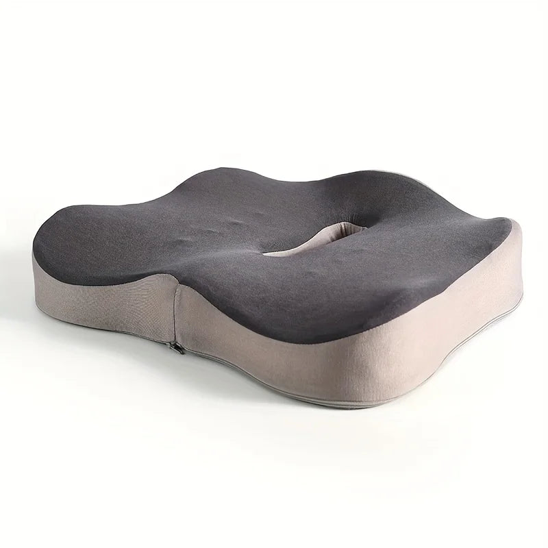 1pc Memory Foam Seat Cushion - 3D Ergonomic Support| Light Green & Grey, Washable Polyester, Car/Office Essentials Home Decor