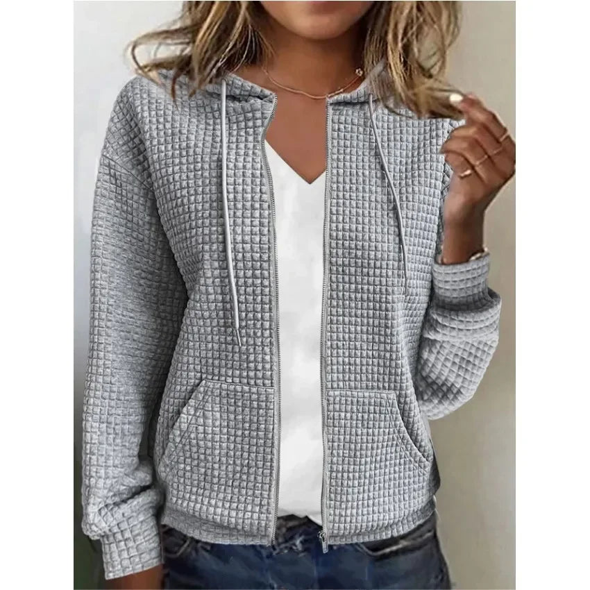 Long Sleeve Women Hoodid Jacket Y2k Zipper Hooded Cardigan Tops Fashion Casual Sweatshirt Coat 2024 Autumn Winter New Outer Wear