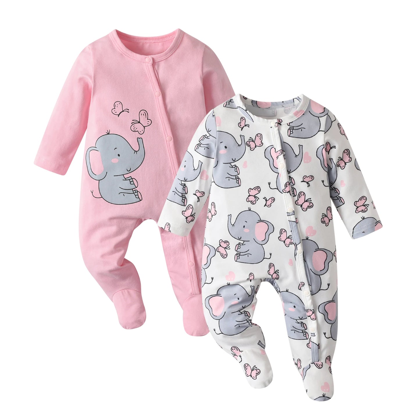 2Pack/lot Newborn Infant Baby Girl Footed Romper Jumpsuit Clothes Cute Printed Toddler One Piece Climb Clothing