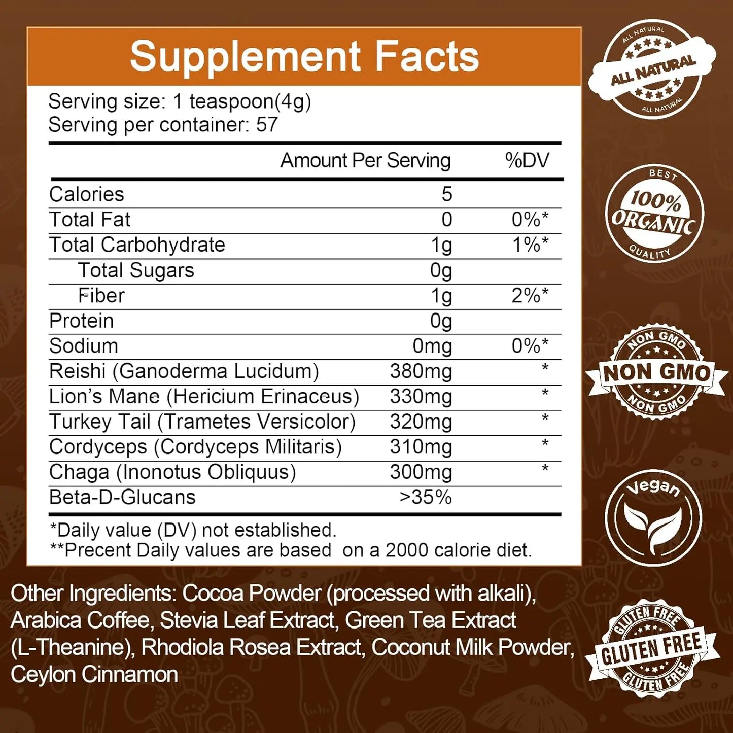 ﻿ Organic Ground Coffee with Lion's Mane Mushroom and Chaga| Nootropic Mushroom Coffee for Better Focus and Immune Support