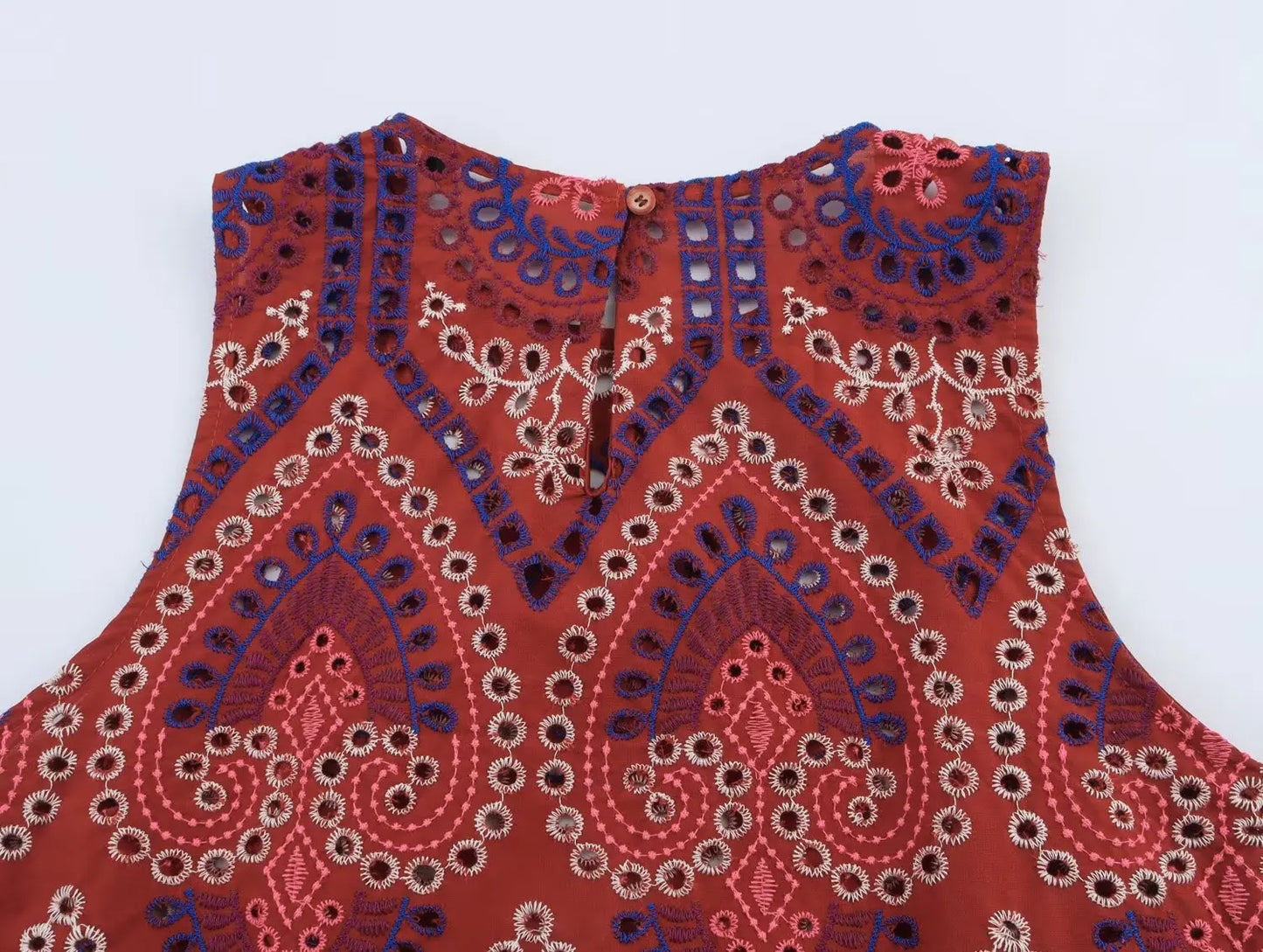 TRAF Women Embroidery Hollow Out Suit 2025 Summer Casual Chic O-Neck Fashion Sleeveless Top Long Skirt Fashion Suit