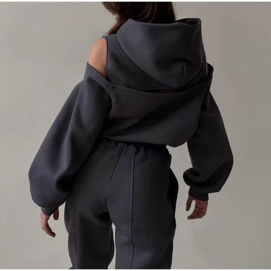 2024 Autumn Winter Two Piece Sets Women Tracksuit Oversized Suit Trouser Suits Female Sweatshirt Solid Sports Hoodie Sportswear