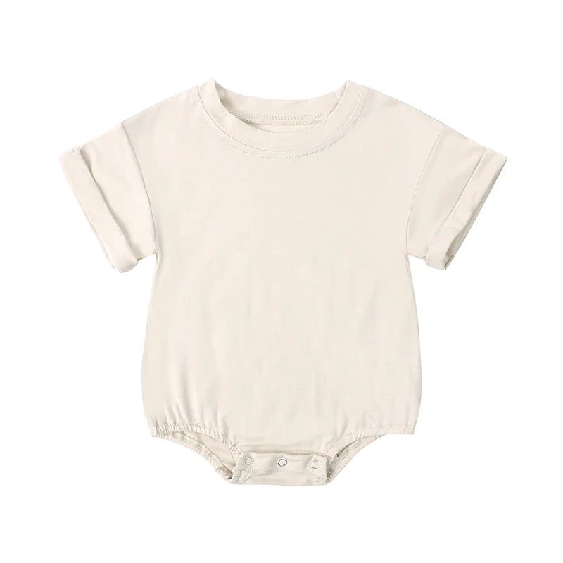 Summer Bamboo Fiber Baby Romper Solid Breathable Onesies 2025 Short Sleeve O-neck For Newborn Bodysuit Infant Jumpsuit Clothes