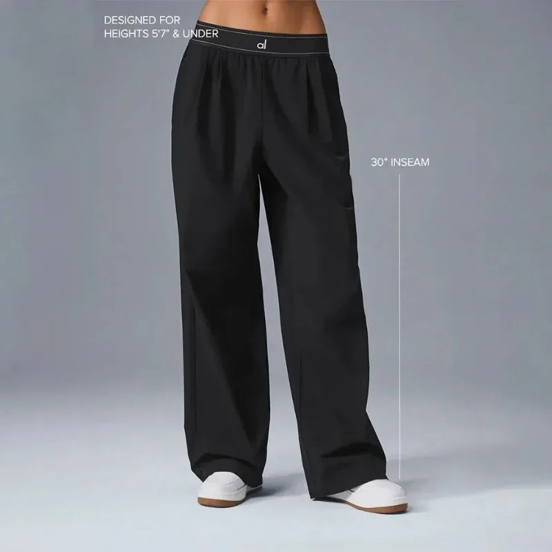 AL Fashion Wide Leg Trousers Women Summer Sports Casual LOOSE Sweatpants Women Elastic High Waist Loose Straight Yoga Pants