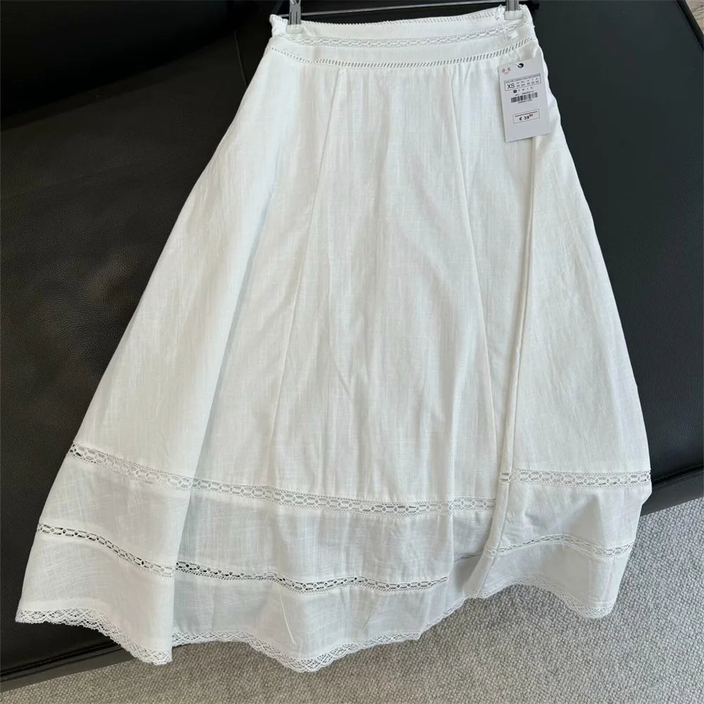 Taop&Za round neck sleeveless embroidered short top summer new women's fashion casual high waisted embroidered skirt
