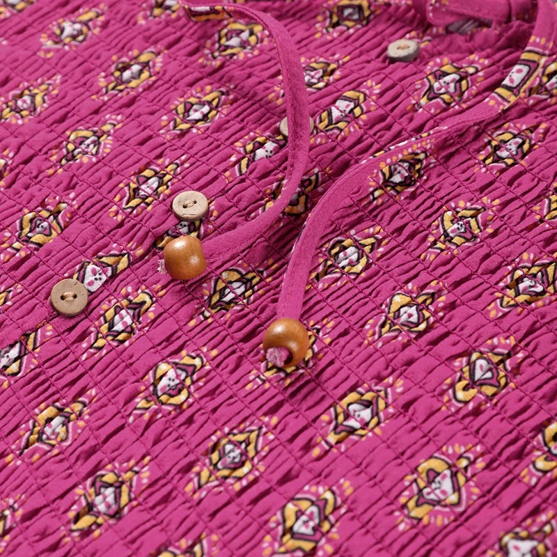 Casual Print Vest Long Skirts Suits Women Loose V Neck Lace Up Wrinkle Sets Female 2025 Summer New Fashion Chic Sets 2 Pieces