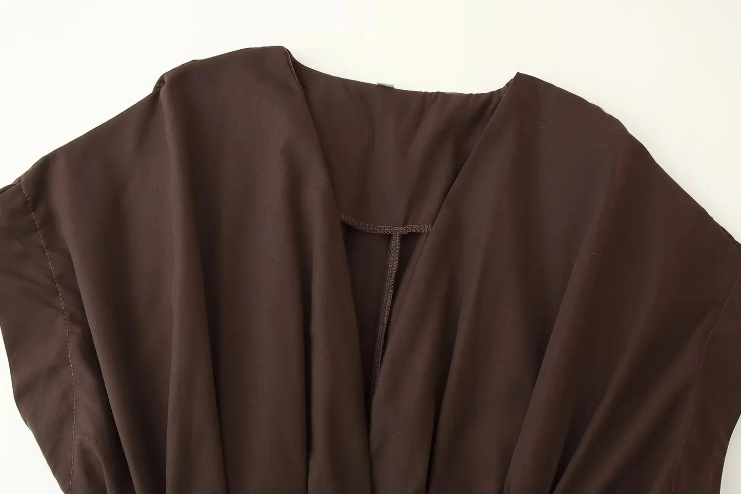 TRAFZA 2025 Spring Summer Vintage Women Dresses Fashion Single Breasted Sashes Draped V Neck Sleeveless Solid Ladies Dresses