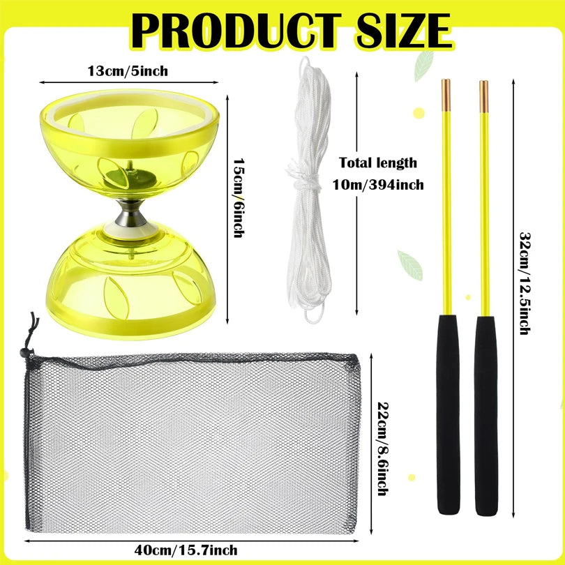 Portable Diabolo Chinese Yoyo Diabolo Set Portable Fitness Gear For Adults Kids Elderly Outdoor Indoor Agility Exercise