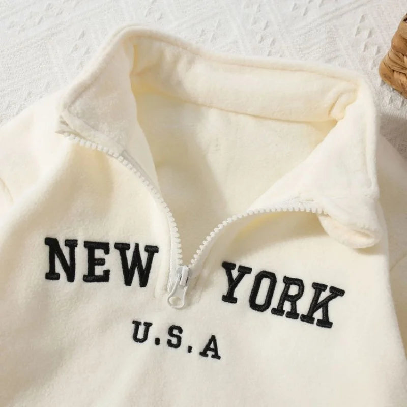 2025 Autumn Winter Newborn Baby Sweatshirt Casual Loose Fit Letter Print Cotton Top for 1-3Y