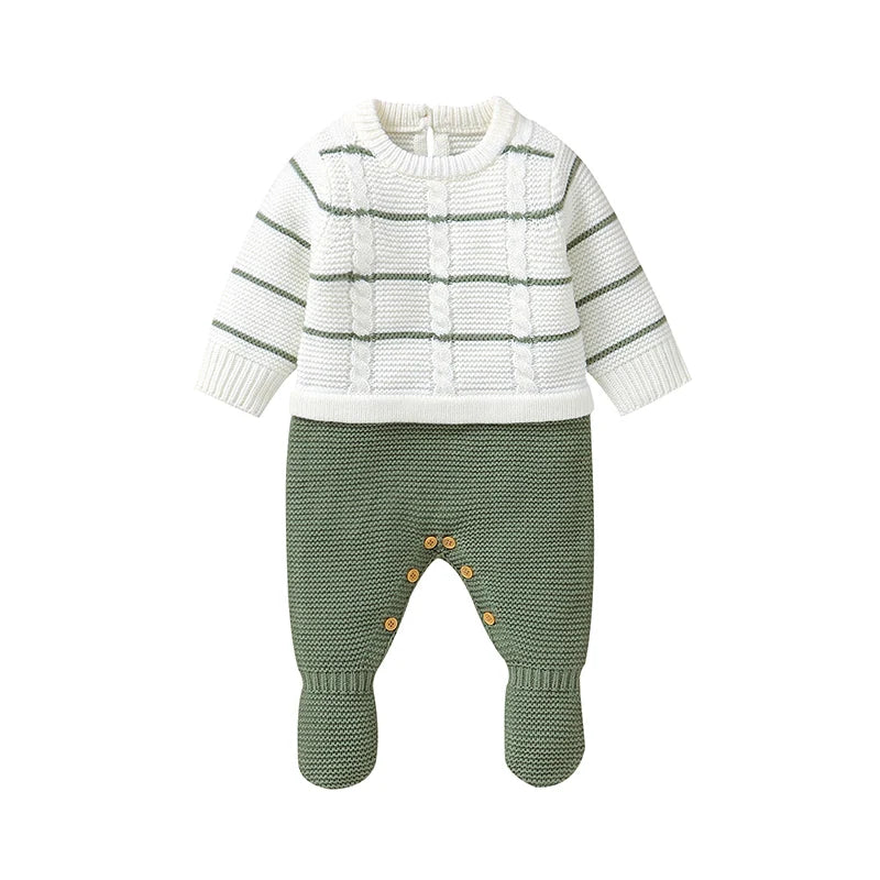 Baby Romper Knitted Newborn Kid Clothes Fashion Foot Wrap Warm 0-9M Overalls Infant Girl Boy Toddler Jumpsuit Long Sleeve Autumn