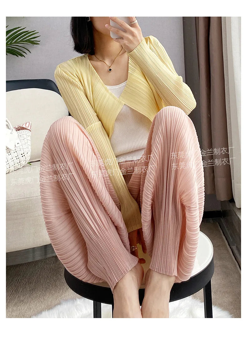 Miyake Life Pleated Pants Loose Harem Pants Women's Summer Thin Fashion Versatile Nine-minute Calf Pants