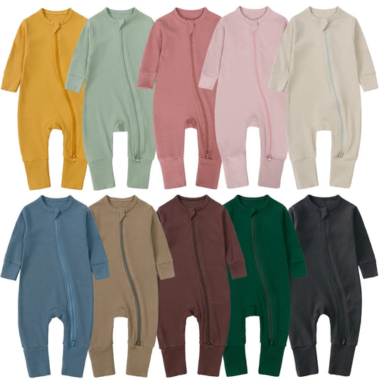2025 Autumn Newborn Baby Boy Romper Thicken Bamboo Infant Clothes Long Sleeve Ribbed Bodysuit Kid Girl Jumpsuit Sleeper Pajamas