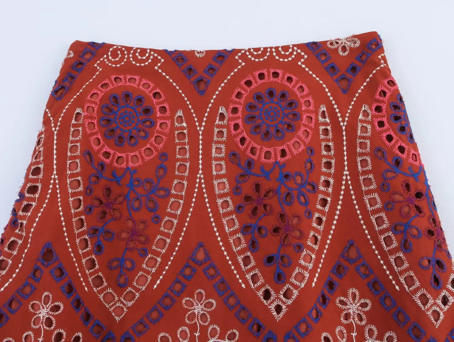 TRAF Women Embroidery Hollow Out Suit 2025 Summer Casual Chic O-Neck Fashion Sleeveless Top Long Skirt Fashion Suit