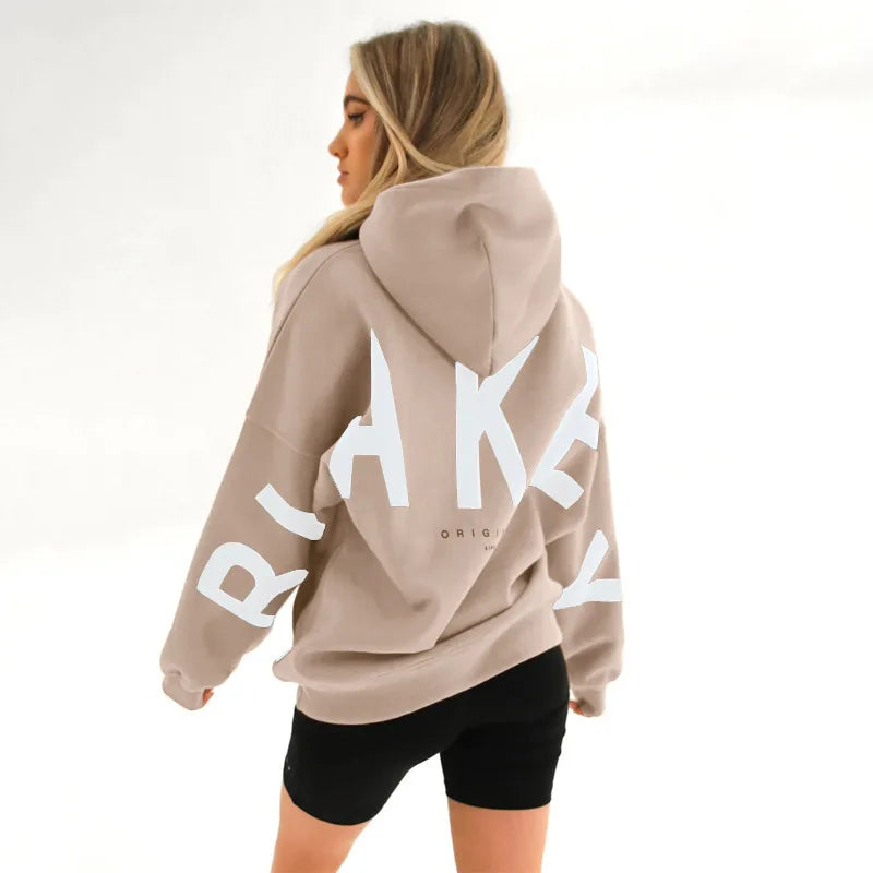 2025 New Women's Hoodie Autumn Winter Fashion Printed Thickened Versatile Long Sleeve Loose Women's Top