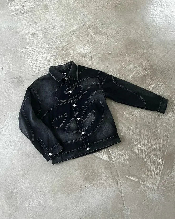 American Mens Womens Washed Denim Jackets and Jeans Two Piece Y2K Clothes Letter Patch Embroidery Rhinestone Casual Denim Suits